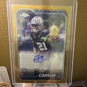 2024 Topps Chrome - Rookie Auto Caelen Carson #RA-CC Gold Refractor /50 (AU, RC)